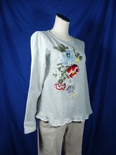 Joules Geraldine Sweater Sweatshirt Embroidered Gray Long Sleeve Women's US 6