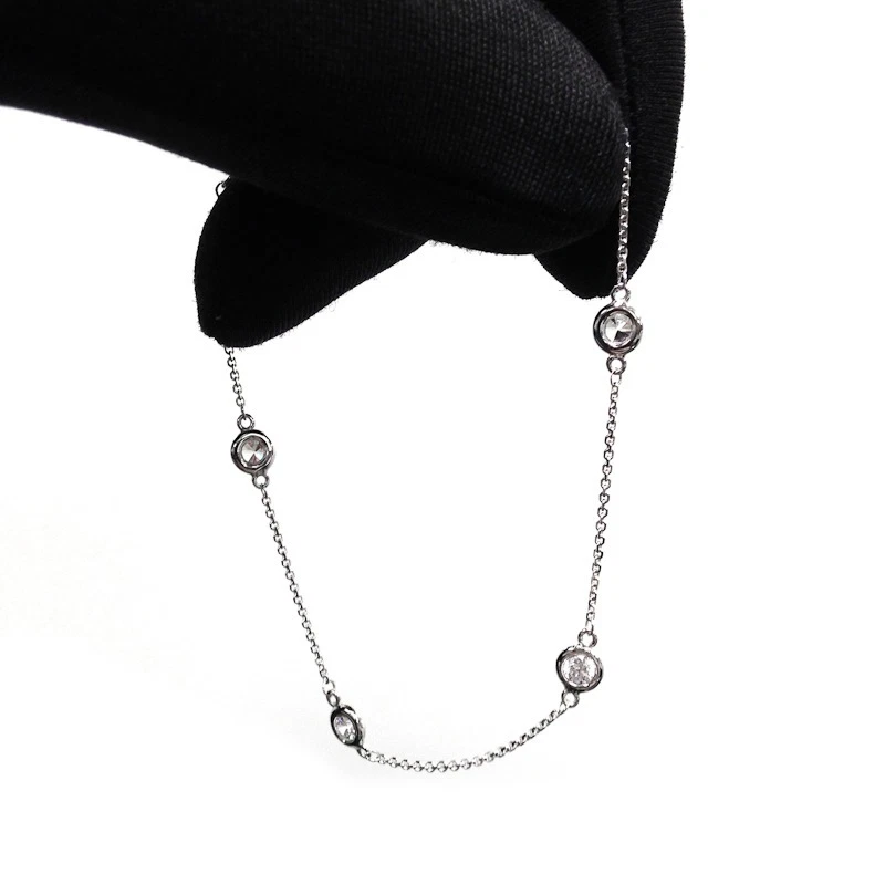 Pulseira de estação de diamante 1 TCW feita pelo homem ouro amarelo branco 14k D IF - Imagem 2 de 4