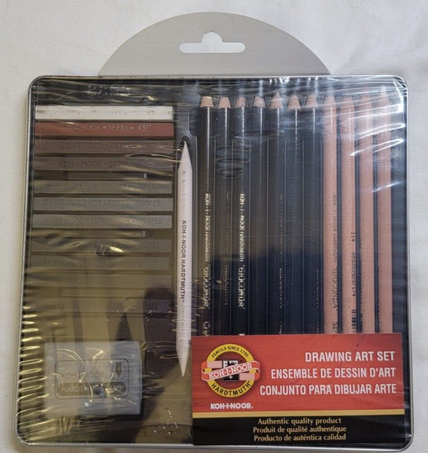 Koh-I-Noor Hardtmuth Drawing Art Set 24 Piece Graphite Chalks Charcoal Pencils