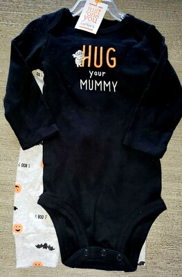 HUG YOUR MUMMY baby boy NEW NWT HALLOWEEN PANTS TOP SET 2 PC 3 month BATS B0OO!
