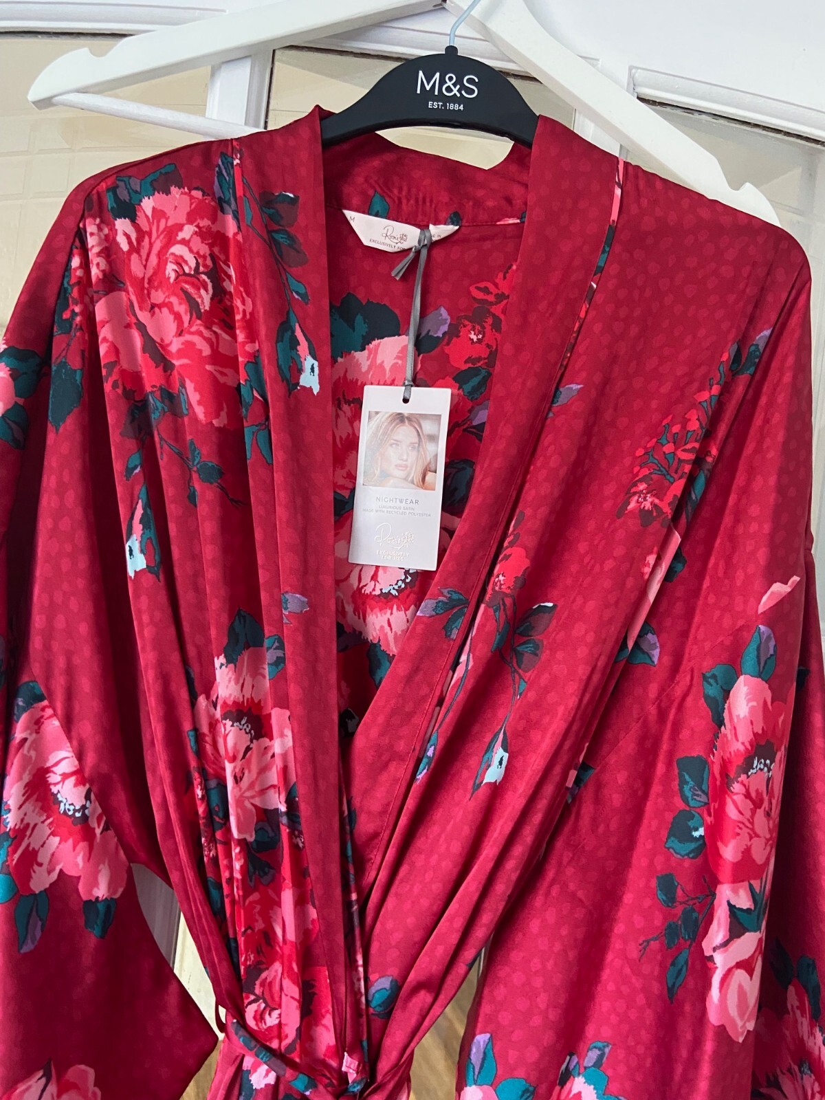 BNWT M&S ROSIE AUTOGRAPH SATIN RED FLORAL PRINT DRESSING GOWN ROBE eBay