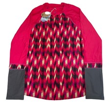 PRANA Womens Small Pink Gray UV Rashguard Long Sleeve Swim Surf New