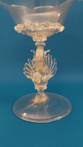 Cenedese & Albarelli 1970 Vintage Murano Venezia Vaso a Coppa Gigante con Cigno - Foto 15 di 20