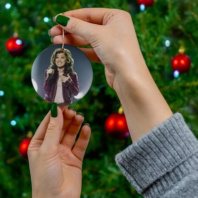 Round Ceramic Christmas Tree Ornament Holiday Deco Santa Gift Kelly Clarkson