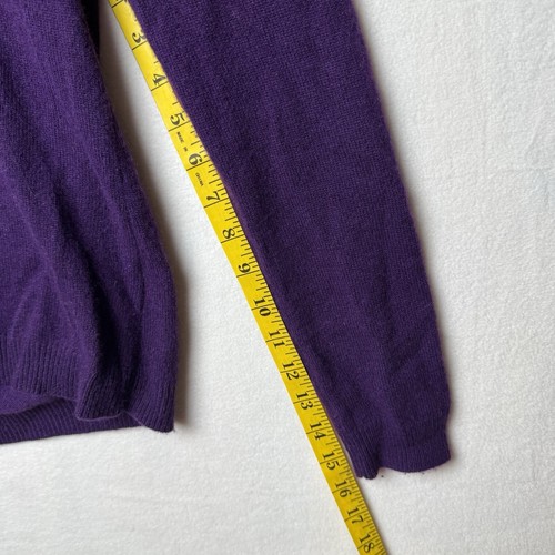 Saks Fifth Avenue Purple Cashmere Sweater Long Sleeve Ruffle V Neck Women’s M - Picture 4 of 8