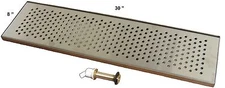 Draft Beer Drip Trap 30" X 8" w/ S.S. Grill & 4" Metal Drain - DTW-30SS