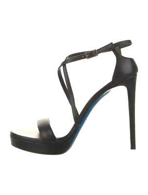 LORIBLU Black Leather Sandals Size 10 | IT 40 Very Good Condition