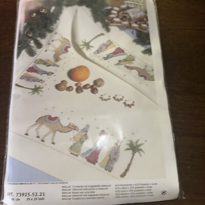 Rico Designs Cross Stitch- 3 Wise Men 35x35 In - Table Cloth Or Runner - New
