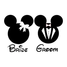 Vinyl Decal for Window  - Mickey & Minnie Mouse Bride and Groom (Disney)