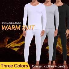 Men's Long Johns Thermal Underwear Fleece Lined Base Layer Suit for Cold Weather