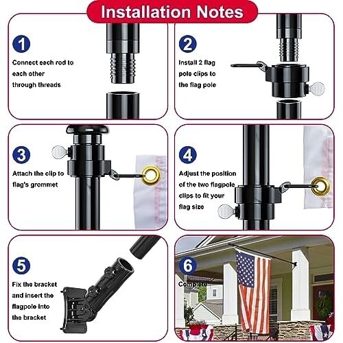 5ft Tangle-Free Spinning Flag Pole Kit – Weather Resistant Rustproof Metal (Black) 6 thumbnail image