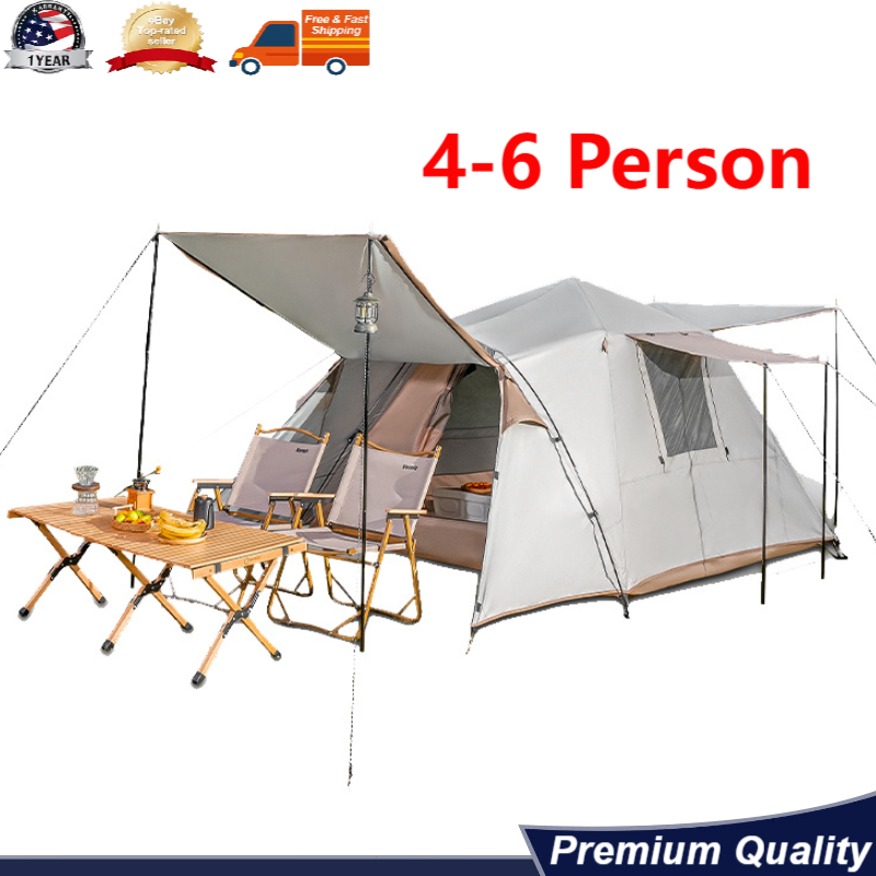 4-6 Person Camping Tent Outdoor Double-layer  Rainstorm-Proof Sunscreen
