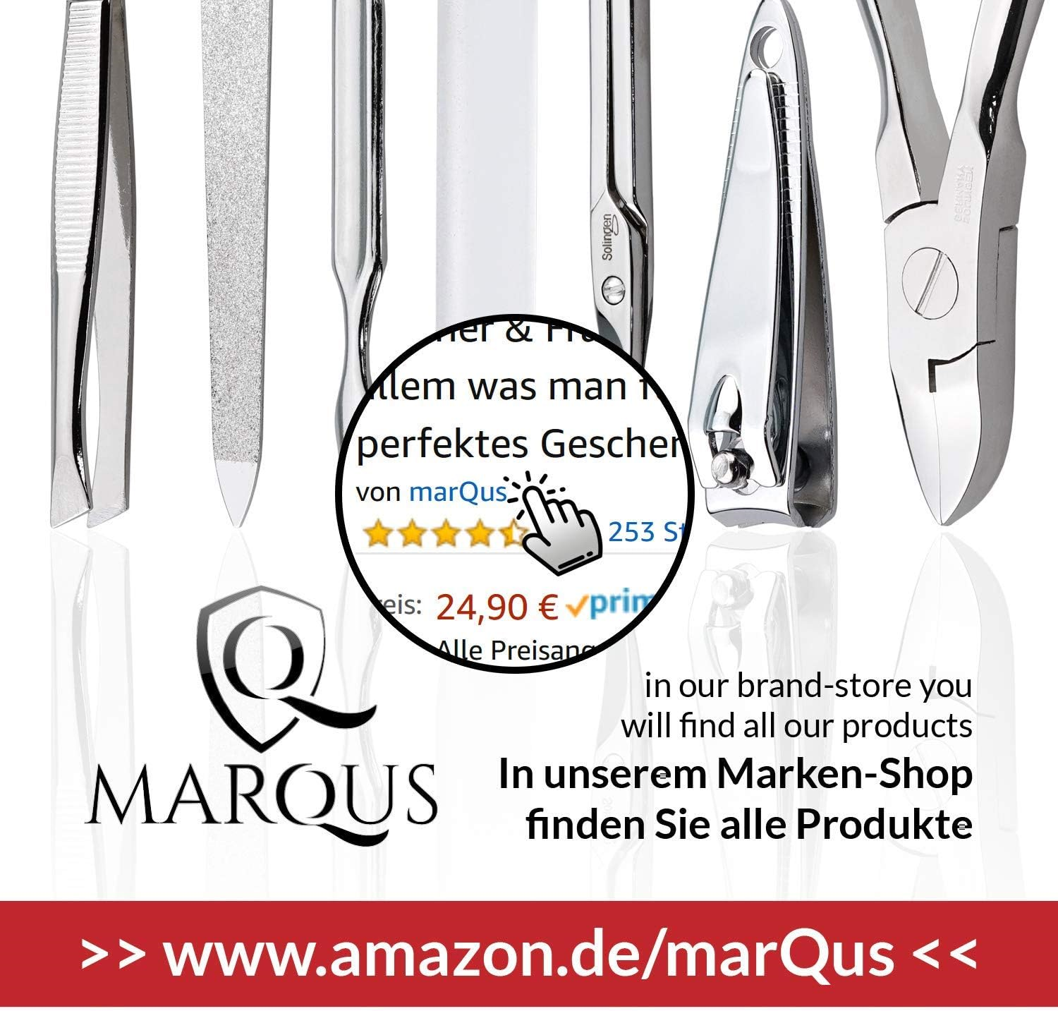 MarQus Manicure Sets for Women & Men from Solingen Germany with glass