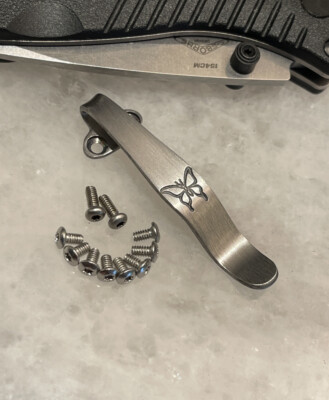 Titanium Pocket Clip Stainless Screw For Benchmade Mini Barrage 585 Nylon Handle