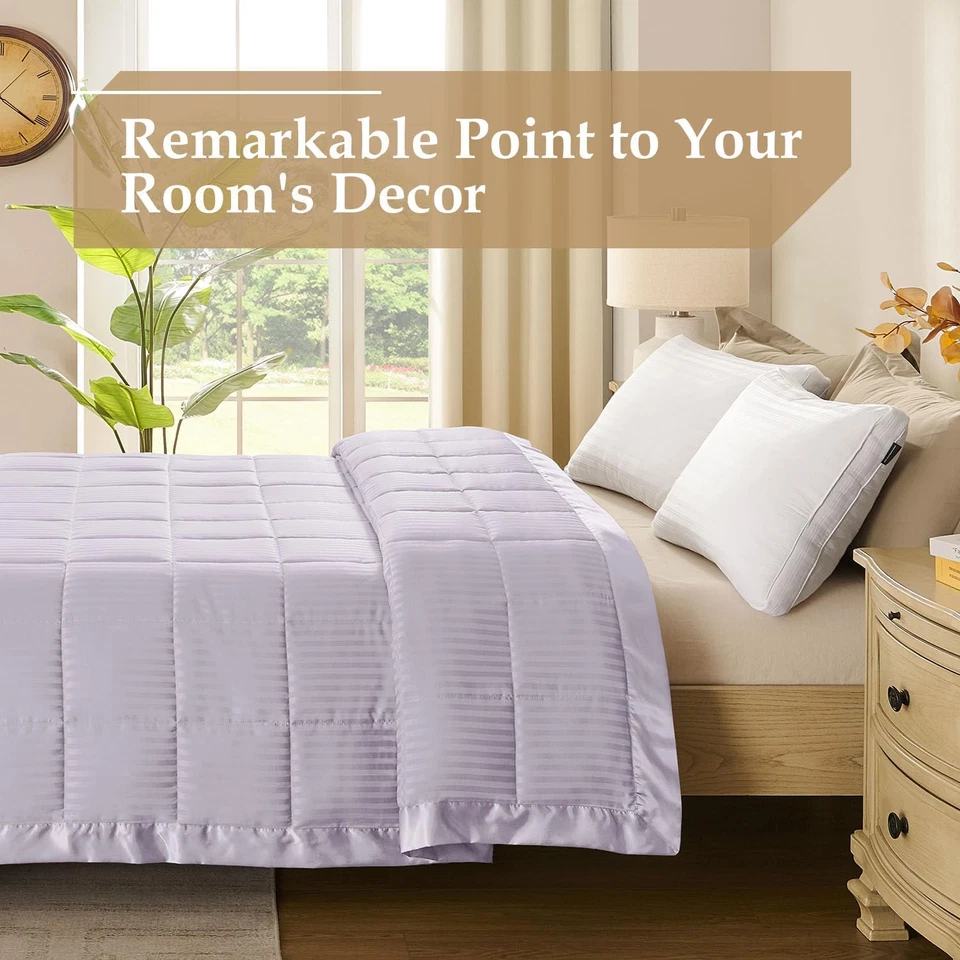 King Size Blanket with Satin Trim, Lightweight down Alternative King Blanket for - Image 3 of 4