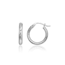 2x20mm Diamond-Cut Round Click-Top Sterling Silver Small Hoop Earrings