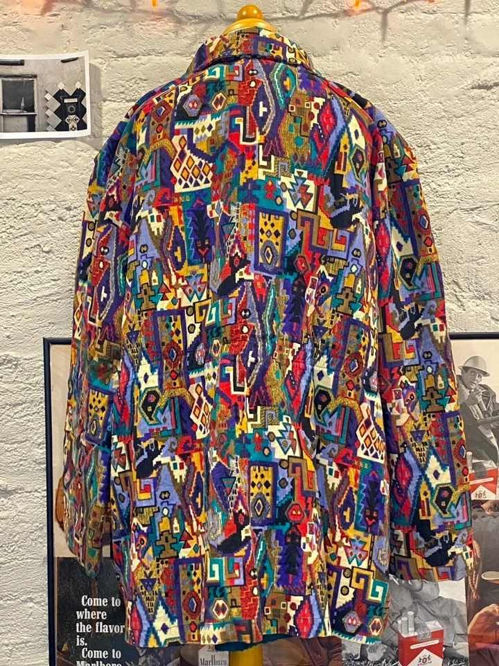 Abrigo De Colección Colorido Geométrico Abstracto Hecho a Mano Encontrado en Portugal - Comprobar Medida Foto 3 de 4