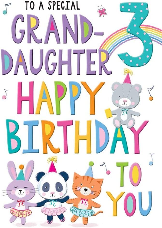 To A Special Granddaughter Age 3 Medium Birthday Card 15x25cm (6x9inches)