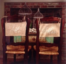 BURLAP CHAIR BANNER MR MRS Set for Wedding and Anniversary