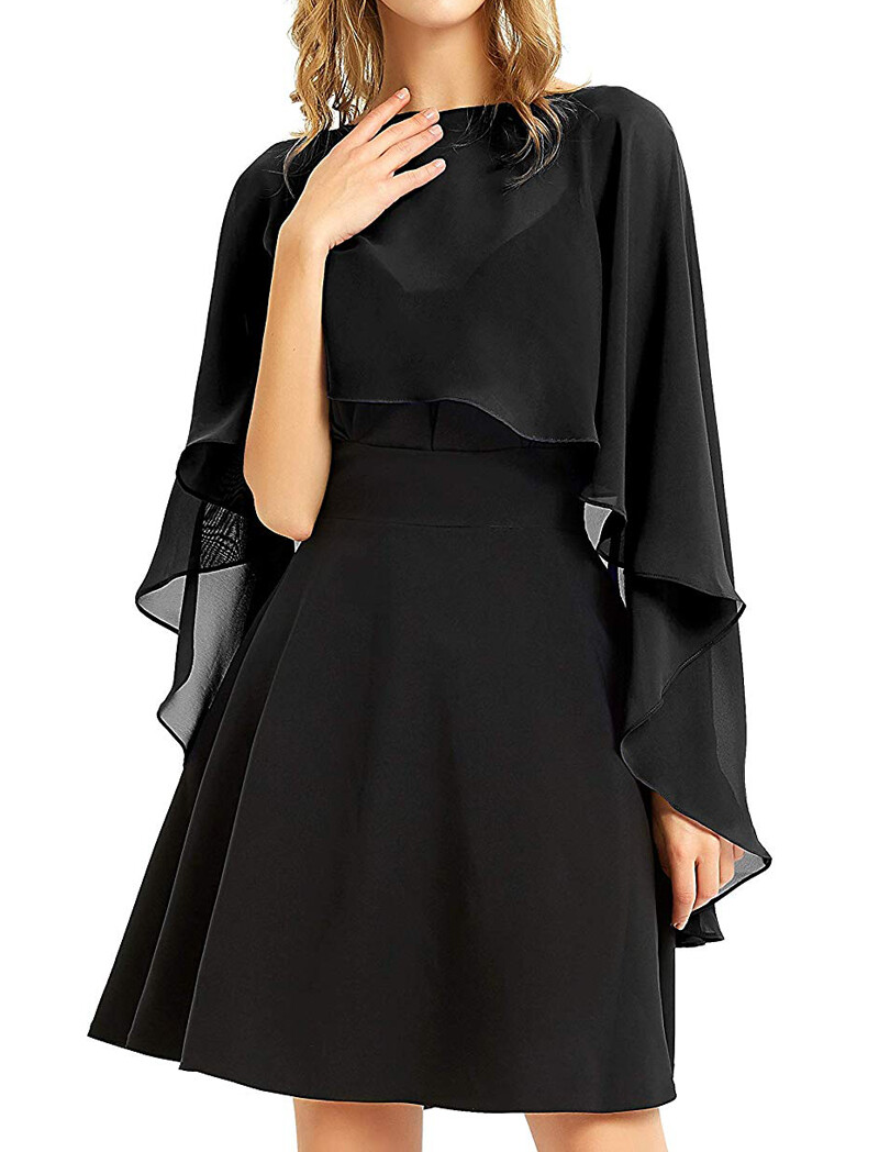 black cocktail dress with shawl Black Maxi Evening Dress with an Open Back and Shawl  trinarosh
