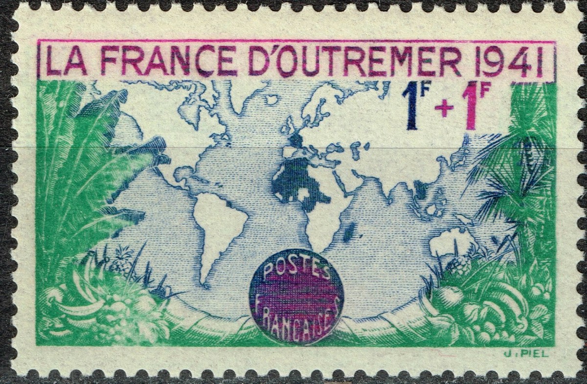 France Colonial Empire World Map Palms stamp 1941 MNH B-1 | eBay display picture 1