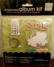 Me My Big Ideas Scrapbook Kit w/ 6"x 6" Chipboard Album, Embellishments -Smile