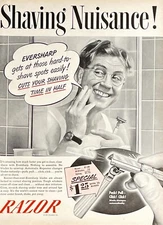 1947 Eversharp Schick Razor Blades Vintage Print Ad Men's Shaving Razor Ad