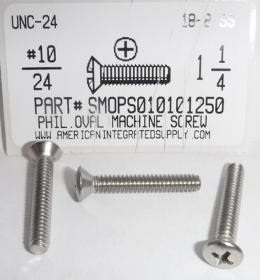 #10-24x1-1/4 Oval Head Phillips Machine Screws Stainless Steel (20)