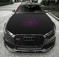 Car Truck Hood Vinyl Wrap Graphics Decals Purple Glow Honeycomb Custom Sticker