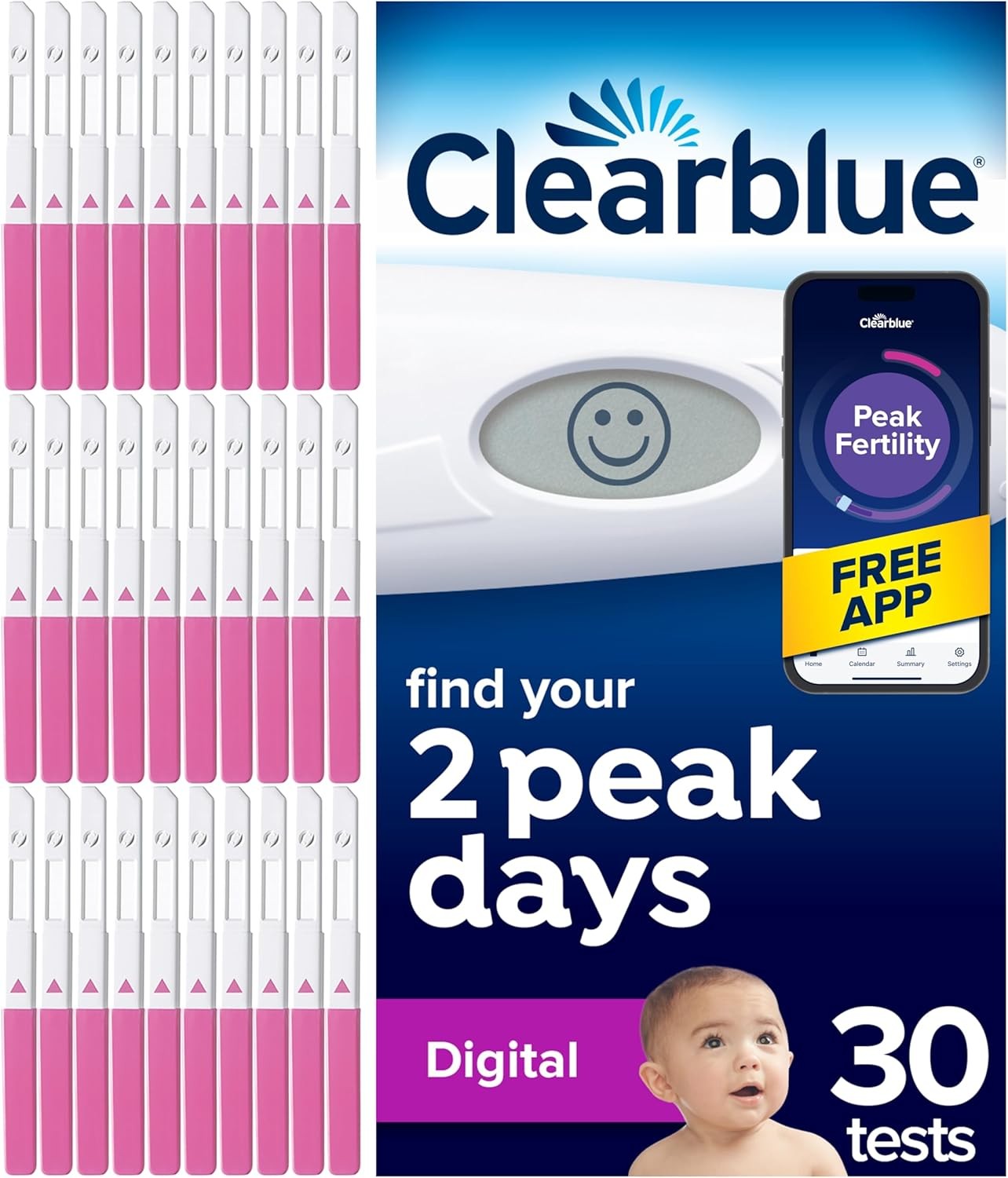 Clearblue 30 Digital Ovulation Tests – Over 99% Accurate LH Surge Detection,