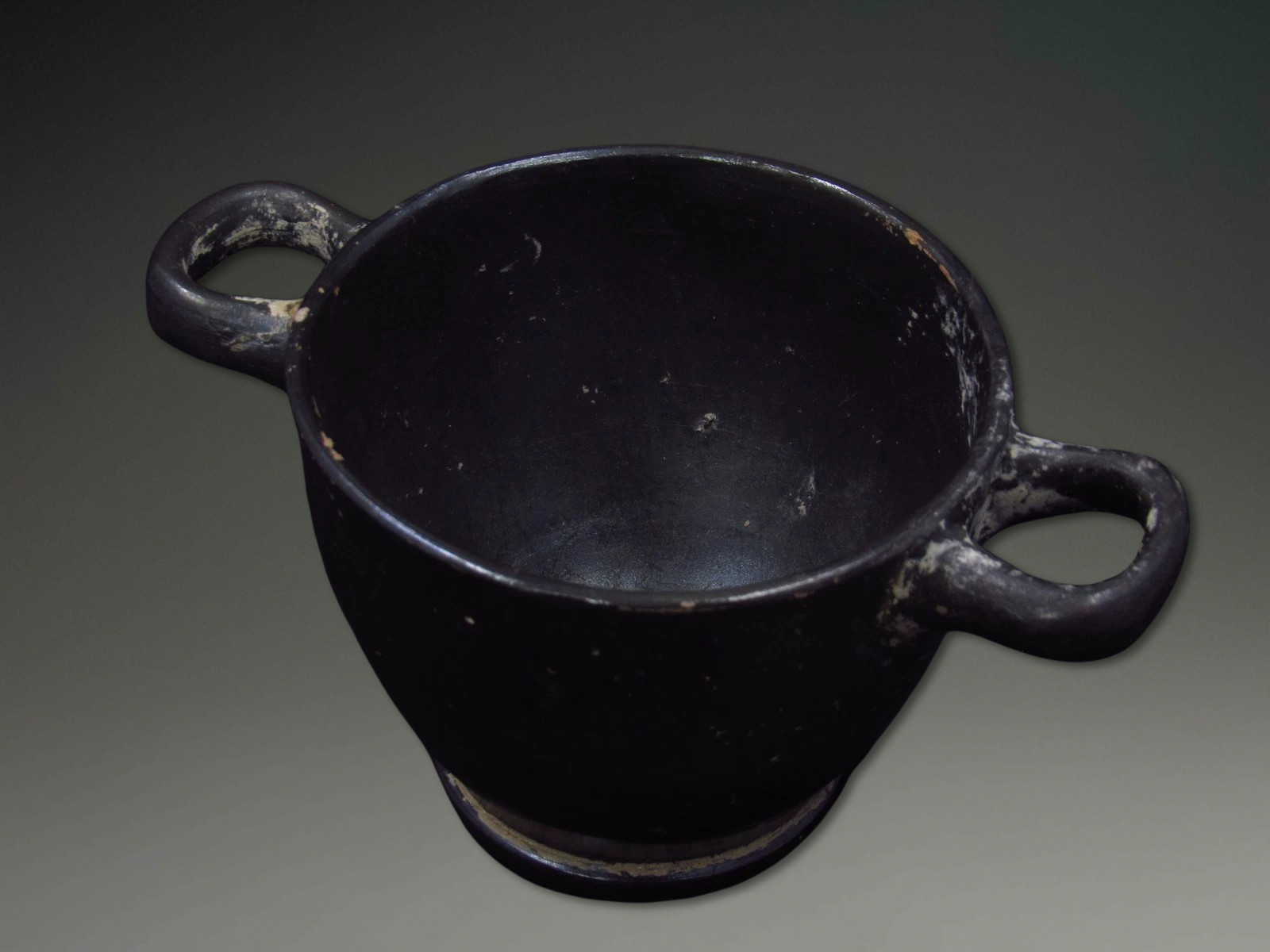 Southern Italy, Apulia. Ceramic Skyphos. ca. 4th-3rd century BC.