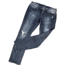 Vigoss Jagger Skinny Jeans Black Distressed Women’s Sz 28 x 27 Medium Wash