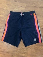 Psycho Bunny Boys Swim Trunks Size 14 16 Black Stripes Liner Swimsuit