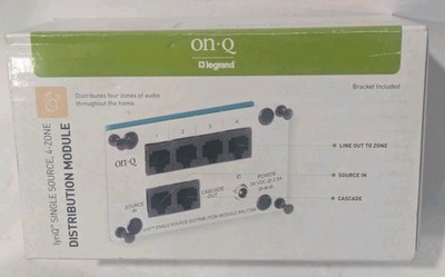 NEW On-Q Legrand lyriQ Single Source 4-Zone Distribution Module AU7396 NIB