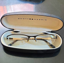 Scott Harris Black/White Hard Faux Leather Eyeglass Case, Felt Lined, Unisex