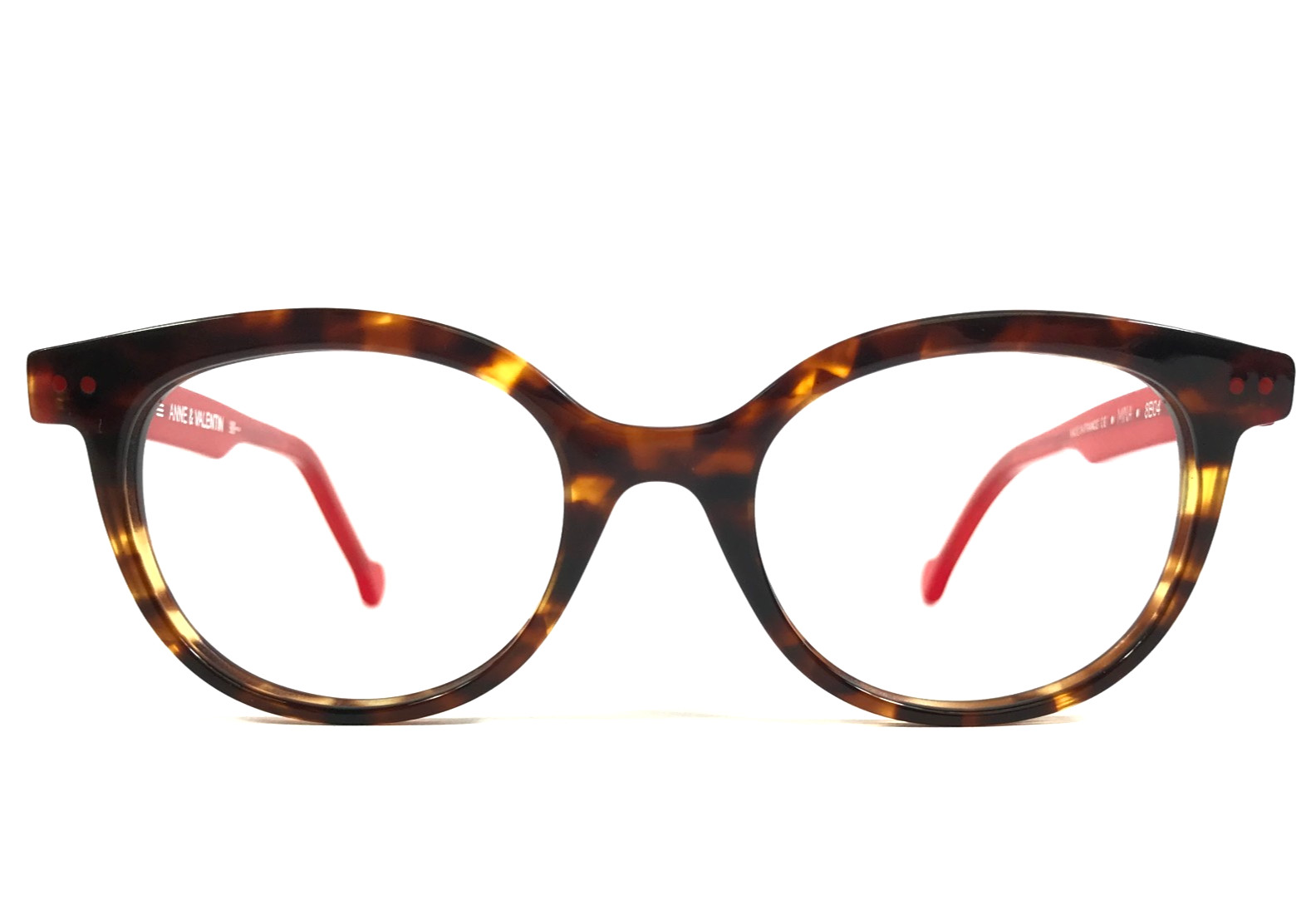 Anne - Valentin Petite Eyeglasses Frames MINA 8B04 Brown Tortoise Red 43-18-138