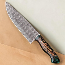 Custom Made Forged Damascus Steel Chef Knife PineCone Handle 2949