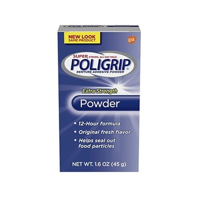 PoliGrip Super Prothesenkleber Pulver, extra stark, 1,6 oz 45 g eine Flasche