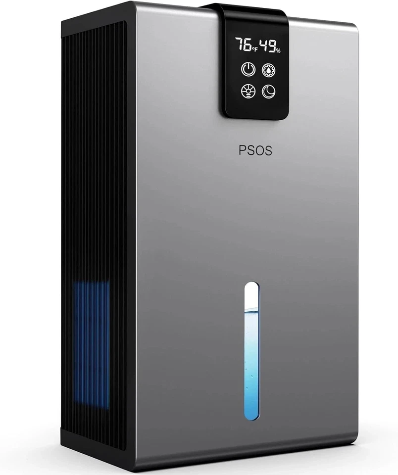 PSOS Dehumidifier - 98oz Tank, Quiet, Auto Shut Off, Color LED, Gray, Brand-New - Image 1 of 4