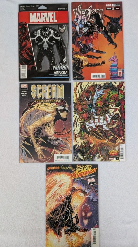 Marvel Venom Lot 5 Books Space Knight #1 Variant Scream Carnage Mostly NM Range