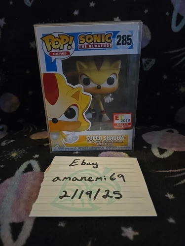 E3 2018 Funko Pop! Games Sonic The Hedgehog #285 Super Shadow Mint NIB PROTECTOR