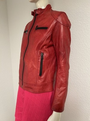 Rote echtleder Jacke weiches Leder biker made in Italy
