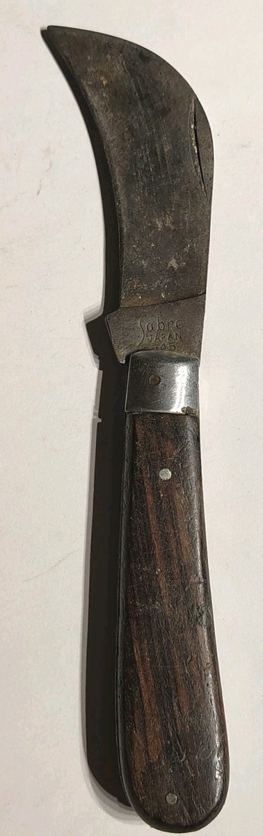 Sabre Hawkbill Folding Knife 645 Wood Handle Pruning Pocket Japan