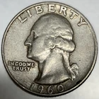 1960 D Washington 90% Silver Quarter Circulated Condition 25c US Coin - 4560