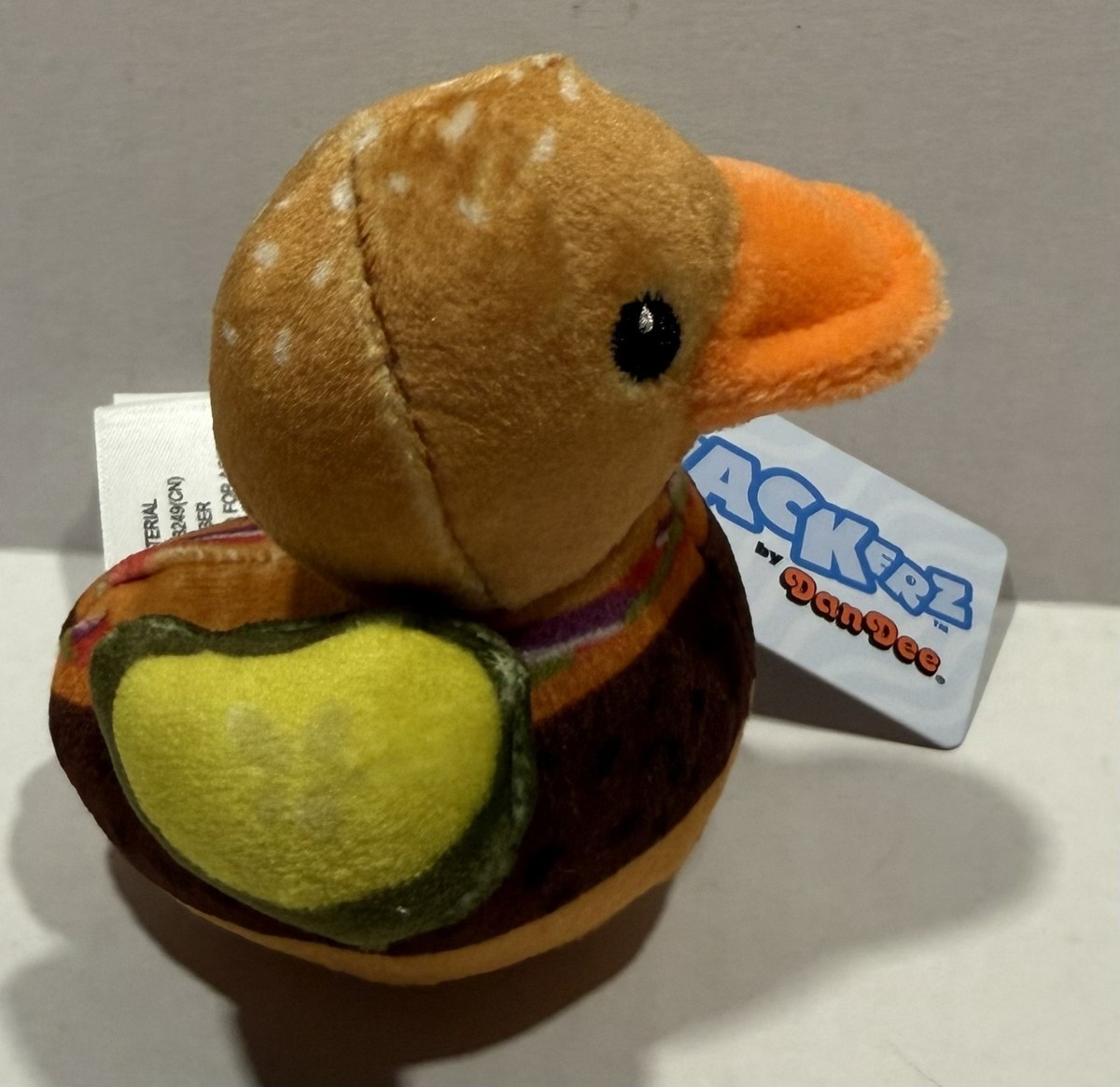 Mini Quackerz Stuffed Plush 2.5” ~ Hamburger Duck ~ “Patty” ~ NEW
