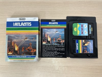 Atlantis 1982 Intellivision Complete w/ Game Box Manual Overlays Tested & Works