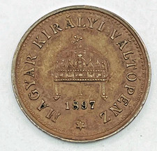 1897 KB Hungary 1 Filler KM#480 Tough Date Strong Die Clash Rev. Bronze World XF