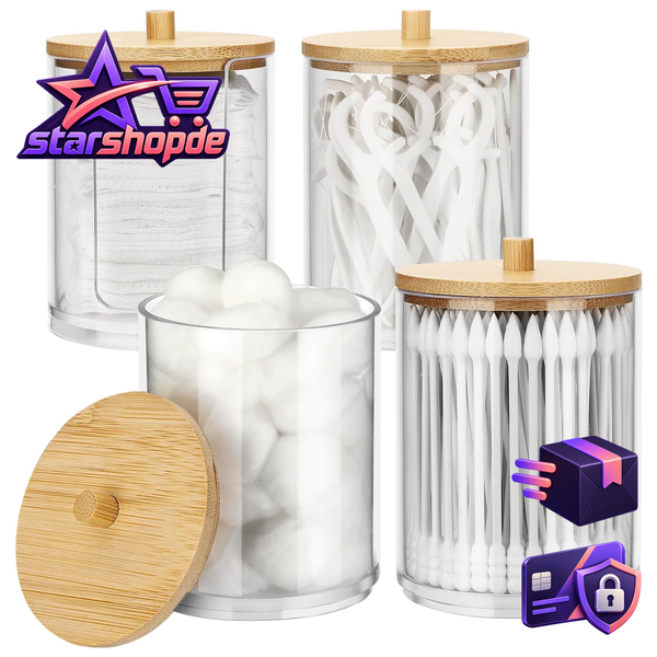 WattestäBchen BehäLter Acryl Aufbewahrung 4 StüCk FüR Schminktisch Badezimmer-image