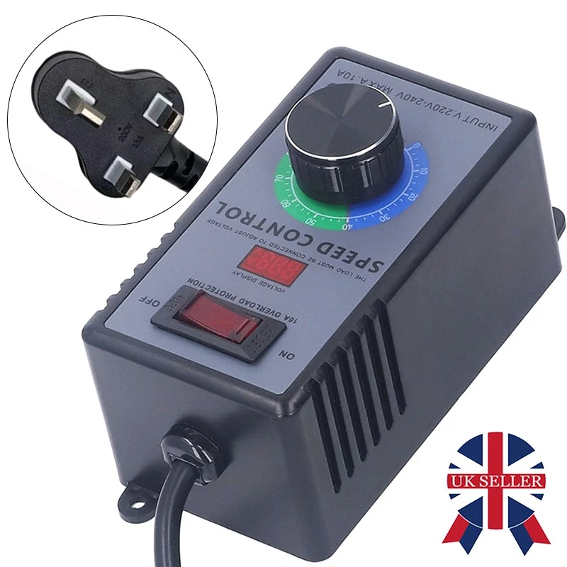AC 220V-240V Motor Speed Controller Switch Real-time Voltage Display UK Plug - Image 4 of 4