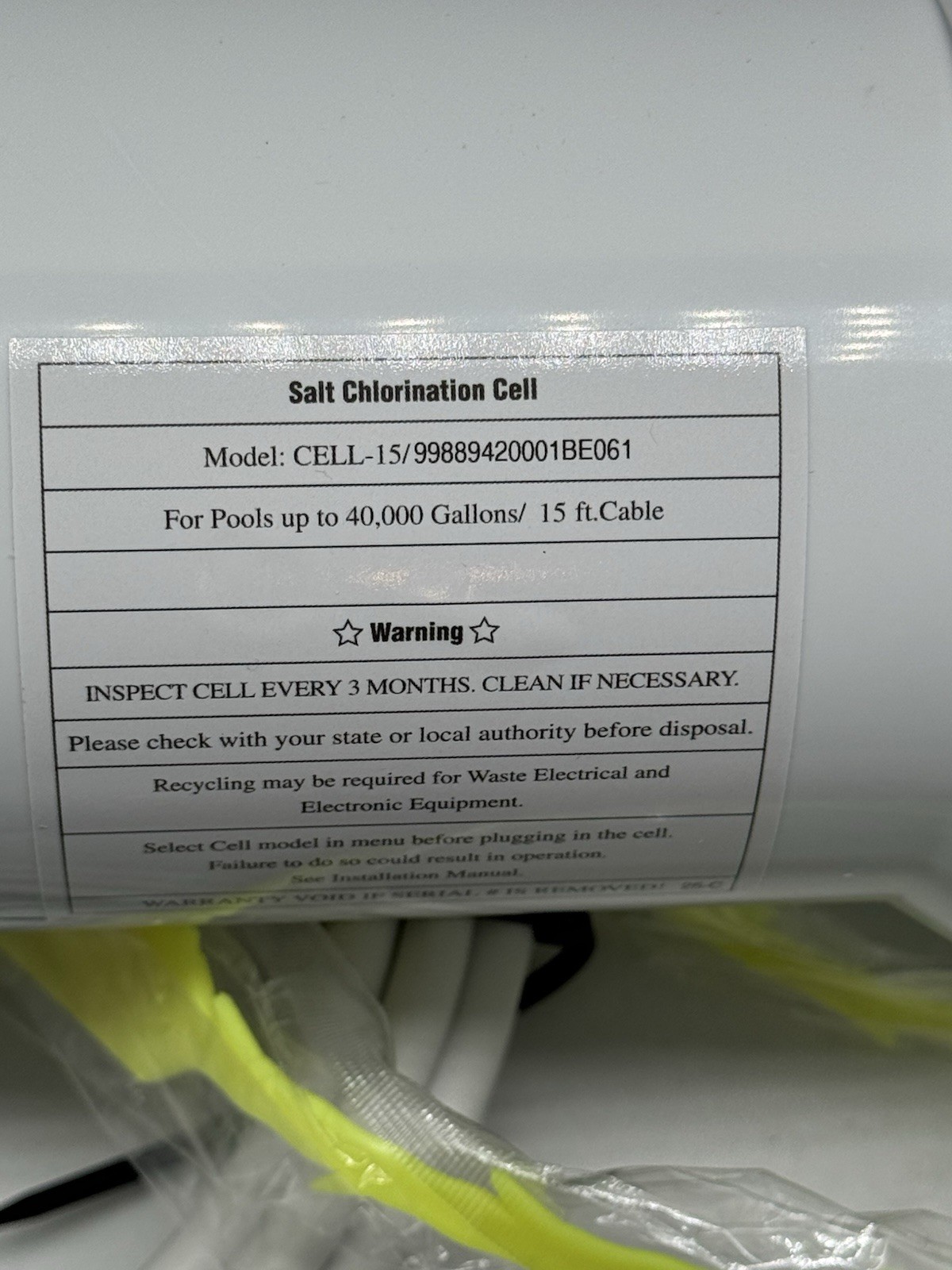 For Hayward-W3T-Cell-15-Replacement Salt Cell With 15-FT Cable - 40,000 Gallons